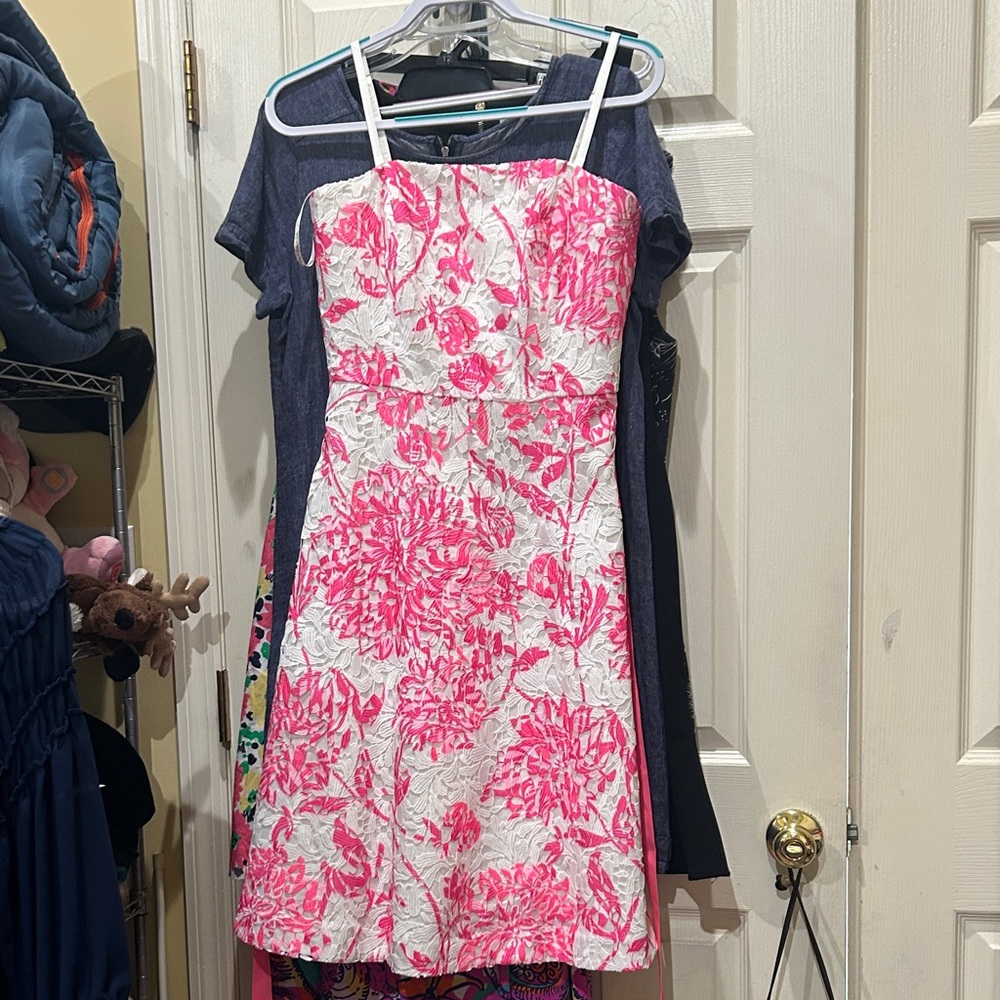 NWT Lilly Pulitzer Pink and White Lace Floral Dress